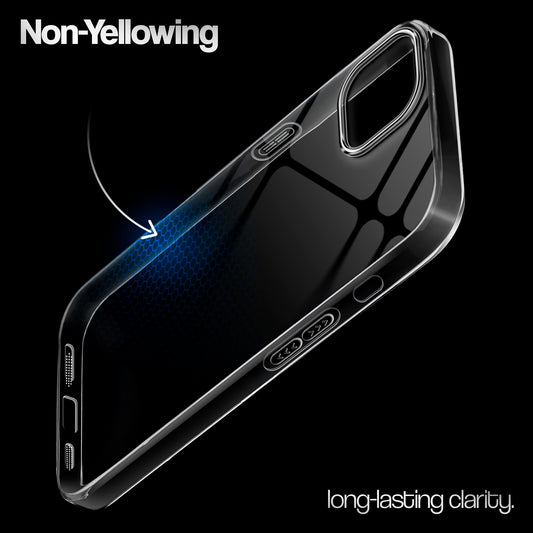 Crystal Clear Anti-Yellow Transparent Back Cover Case With Camera Ring Protection for Apple iPhone 14