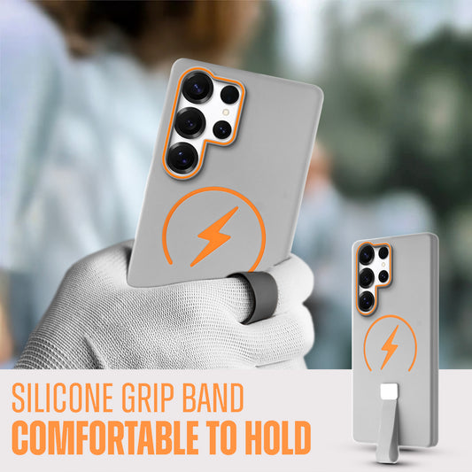 Compact and Stylish Silicon Finish Hard Cover For Samsung S25 Ultra 5G with Integrated Grip Strap & MagSafe Charging Support