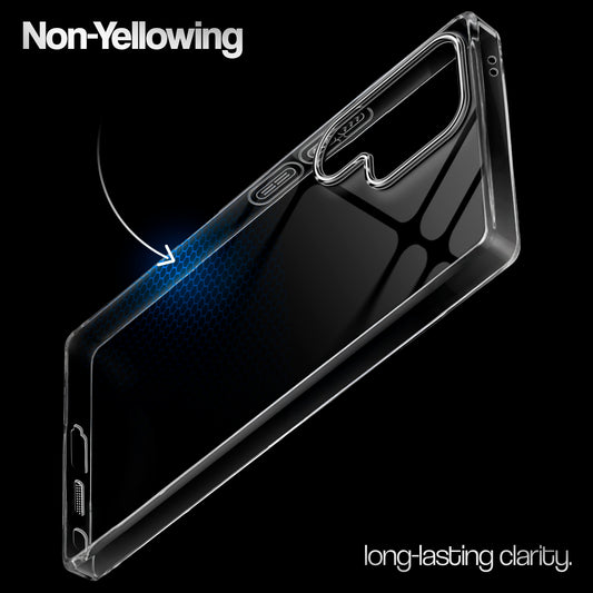 Crystal Clear Anti-Yellow Transparent Back Cover Case With Camera Ring Protection for Samsung S25 Ultra 5G