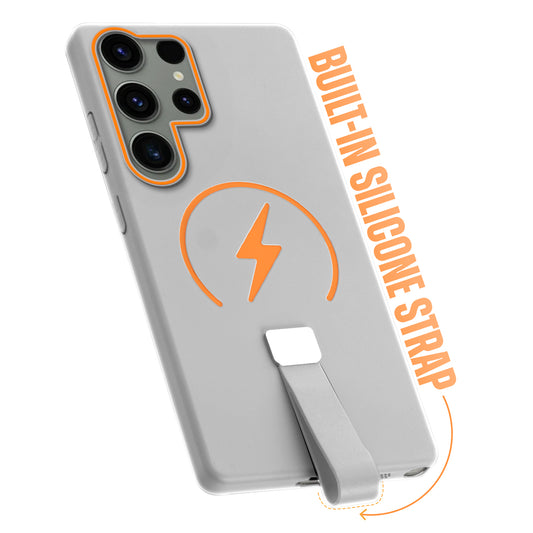 Compact and Stylish Silicon Finish Hard Cover For Samsung S23 Ultra 5G with Integrated Grip Strap & MagSafe Charging Support