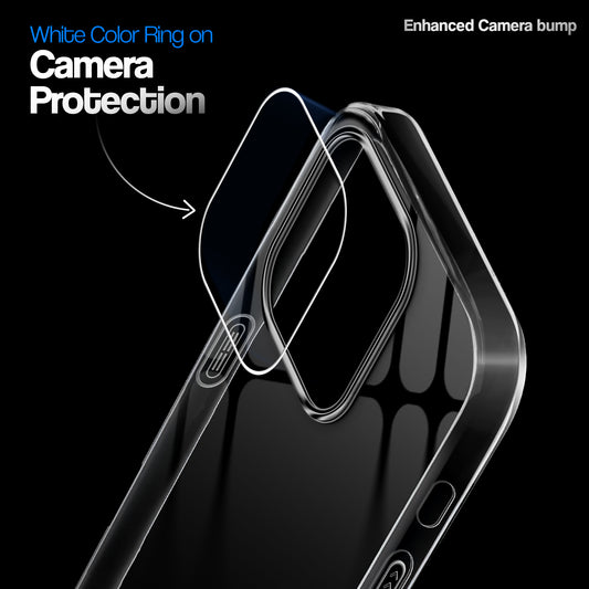 Crystal Clear Anti-Yellow Transparent Back Cover Case With Camera Ring Protection for Apple iPhone 13 Pro