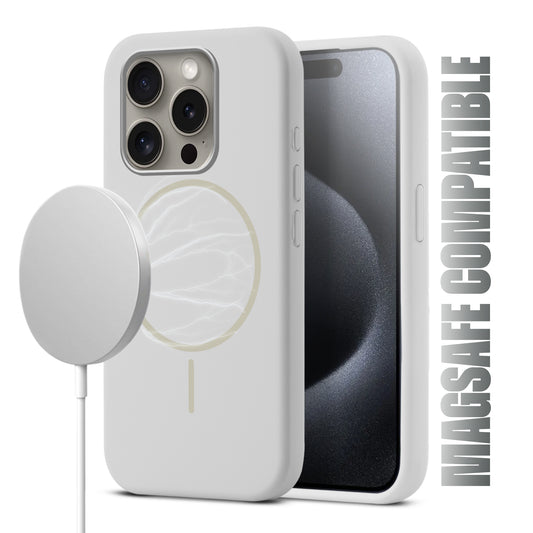 Liquid Silicon With Microfiber Lining Back Case For Apple iPhone 15 Pro (MagSafe Compatible)