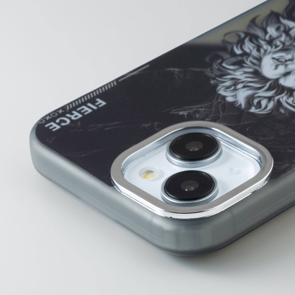 Night Glow & Shiny Hard Phone Cover with Silver Camera Ring For Apple iPhone 14