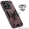 Dual layer shockproof back cover with 360° rotatable ring grip for Motorola G37 5G