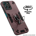 Dual layer shockproof back cover with 360° rotatable ring grip for Motorola G67 Power 5G