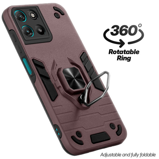 Dual layer shockproof back cover with 360° rotatable ring grip for Motorola G67 Power 5G