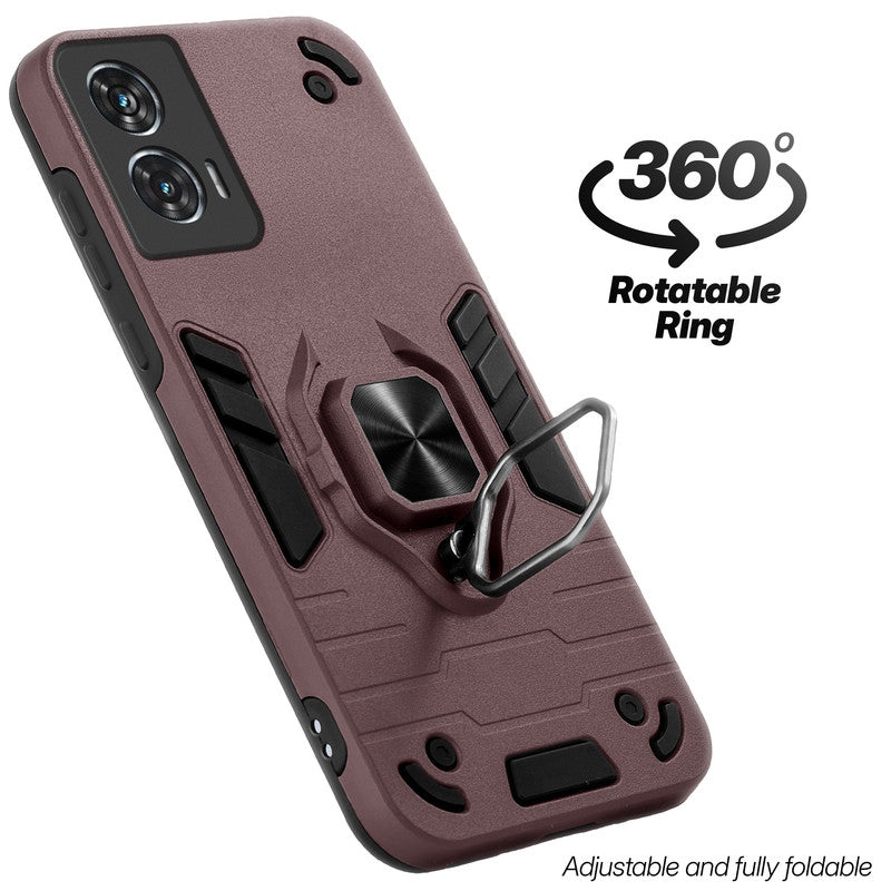 Dual layer shockproof back cover with 360° rotatable ring grip for Motorola Moto G96 5G