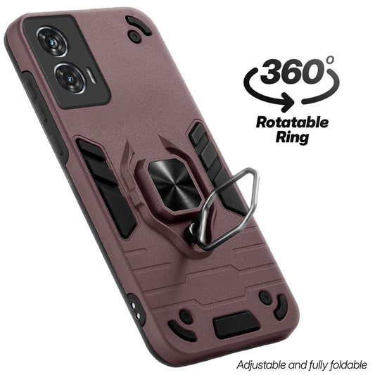 Dual layer shockproof back cover with 360° rotatable ring grip for Motorola Moto G96 5G