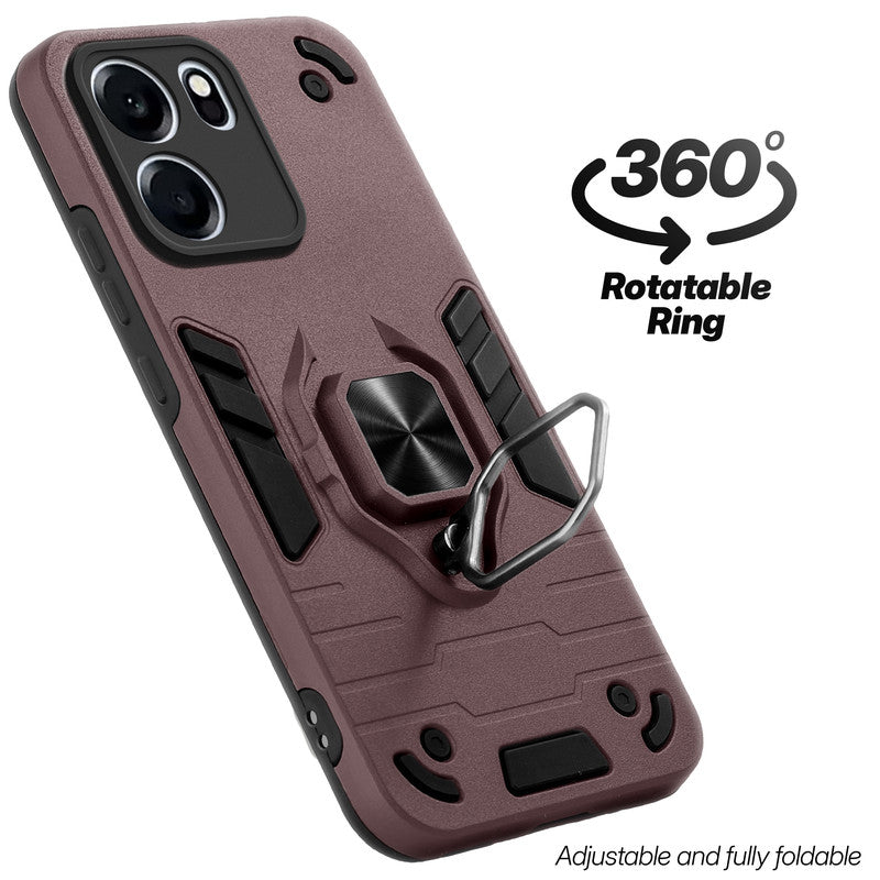 Dual layer shockproof back cover with 360° rotatable ring grip for OnePlus Nord CE 6 5G