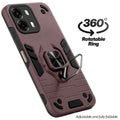 Dual layer shockproof back cover with 360° rotatable ring grip for Oppo A6 Pro 5G