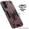 Dual layer shockproof back cover with 360° rotatable ring grip for Oppo A6s 5G
