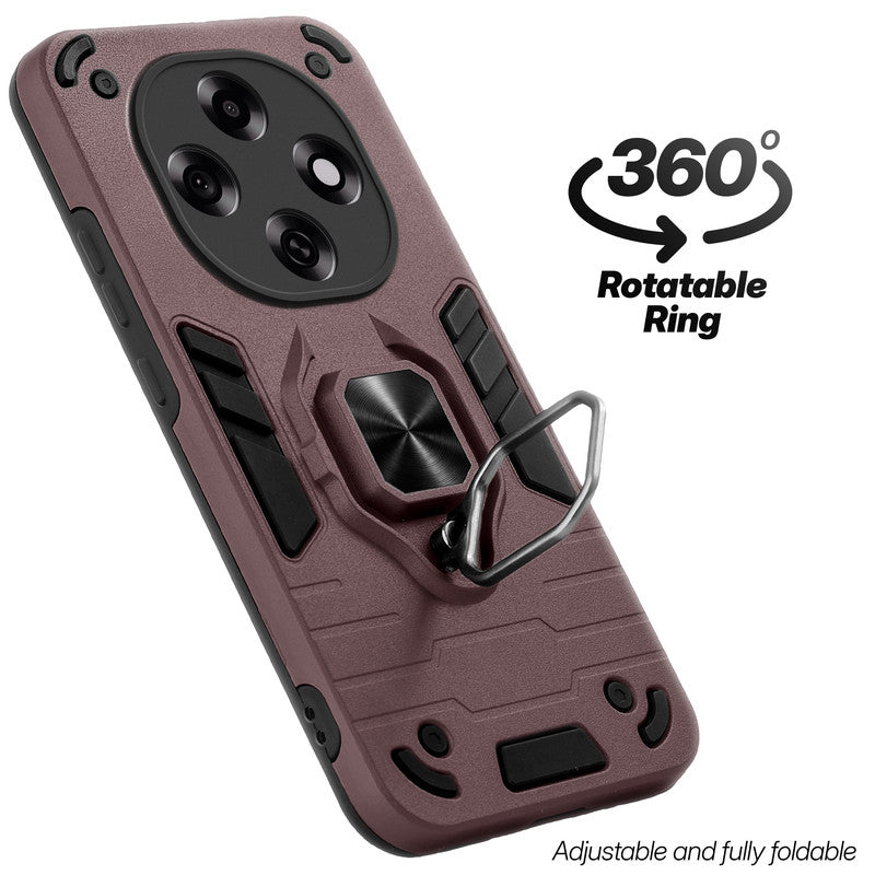 Dual layer shockproof back cover with 360° rotatable ring grip for Oppo F31 Pro 5G