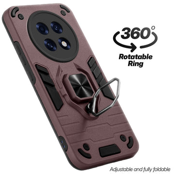 Dual layer shockproof back cover with 360° rotatable ring grip for Oppo F31 Pro Plus 5G