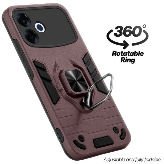 Dual Layer Shockproof Back Cover with 360° Rotatable Ring Grip & Impact Resistant Frame for Oppo F33 Pro 5G