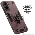 Dual layer shockproof back cover with 360° rotatable ring grip for Poco C85x 5G
