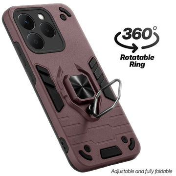 Dual layer shockproof back cover with 360° rotatable ring grip for Realme 15T 5G