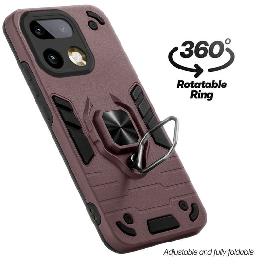Dual layer shockproof back cover with 360° rotatable ring grip for Realme 16 Pro Plus 5G