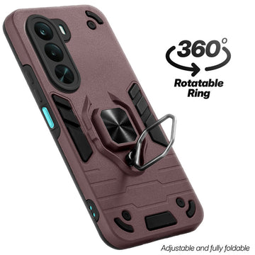 Dual layer shockproof back cover with 360° rotatable ring grip for Realme P4x 5G
