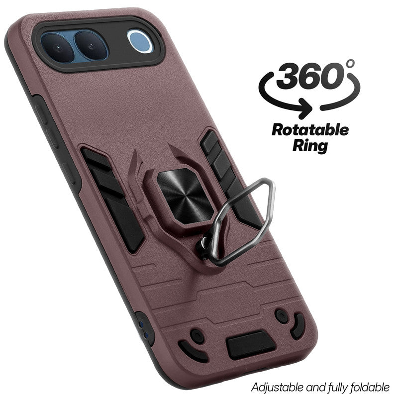 Dual layer shockproof back cover with 360° rotatable ring grip for Vivo S2 5G