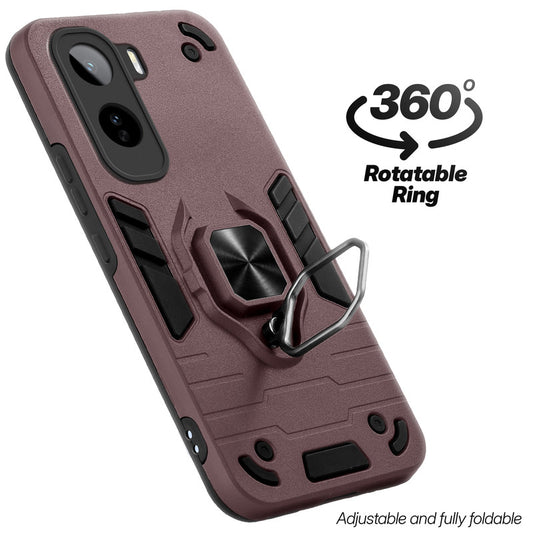 Dual layer shockproof back cover with 360° rotatable ring grip for Vivo T5 Pro 5G