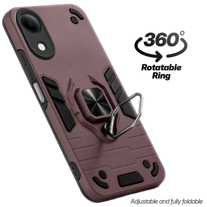 Dual layer shockproof back cover with 360° rotatable ring grip for Vivo T5e 5G