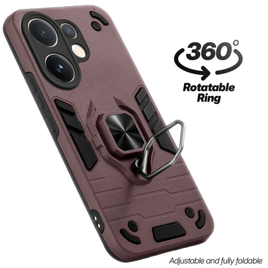 Dual layer shockproof back cover with 360° rotatable ring grip for Vivo V60 5G
