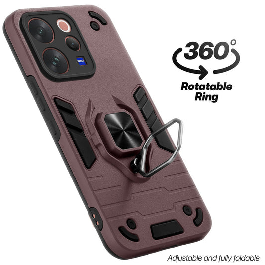 Dual layer shockproof back cover with 360° rotatable ring grip for Vivo V70 Elite 5G