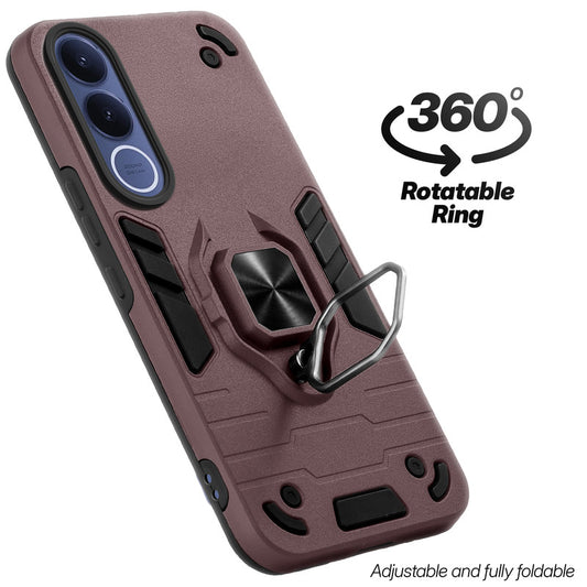 Dual Layer Shockproof Back Cover with 360° Rotatable Ring Grip & Impact Resistant Frame for Vivo V70 FE 5G