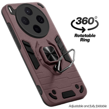 Dual layer shockproof back cover with 360° rotatable ring grip for Vivo X300 5G