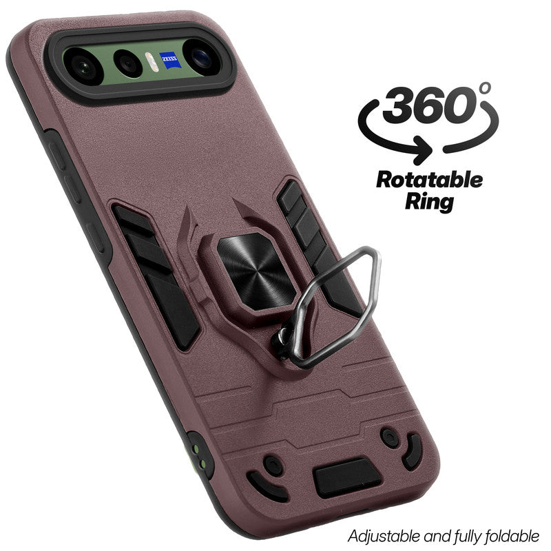 Dual layer shockproof back cover with 360° rotatable ring grip for Vivo X300 FE 5G