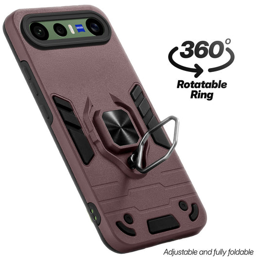 Dual layer shockproof back cover with 360° rotatable ring grip for Vivo X300 FE 5G