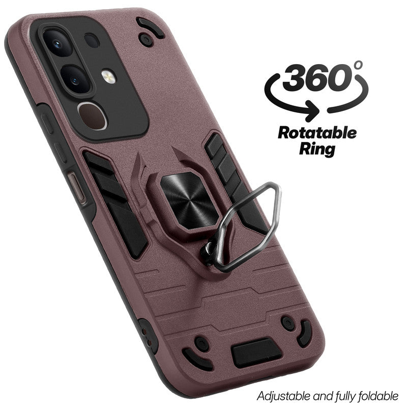 Dual layer shockproof back cover with 360° rotatable ring grip for Vivo Y31 Pro 5G