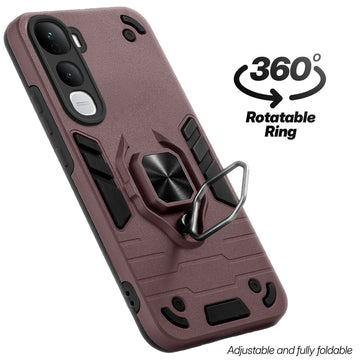 Dual layer shockproof back cover with 360° rotatable ring grip for Vivo Y400 5G