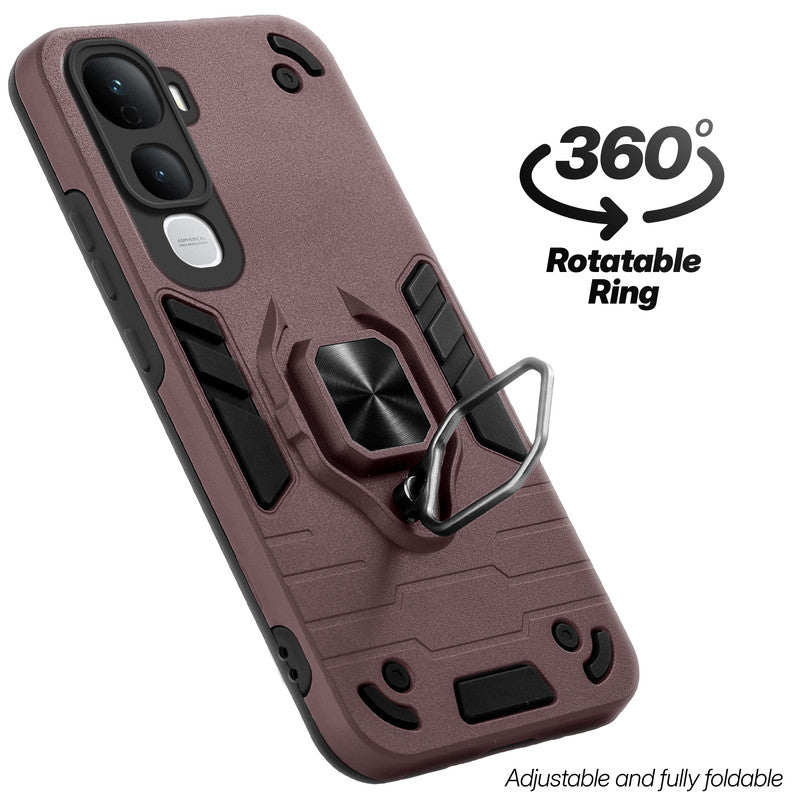 Dual layer shockproof back cover with 360° rotatable ring grip for Vivo Y400 Pro 5G