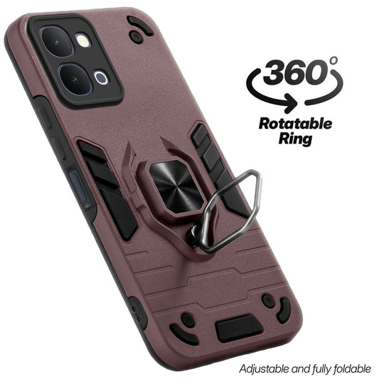 Dual layer shockproof back cover with 360° rotatable ring grip for iQOO Z11x 5G