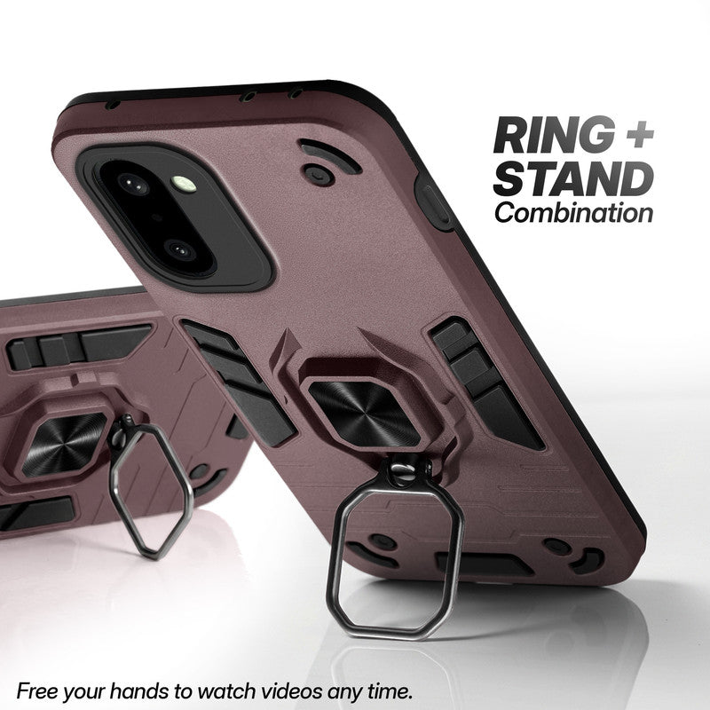 OnePlus 15R 5G case with foldable ring stand for hands-free viewing in kickstand position