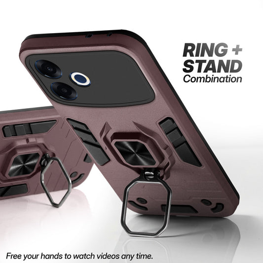 Dual Layer Shockproof Back Cover with 360° Rotatable Ring Grip & Impact Resistant Frame for Oppo F33 Pro 5G