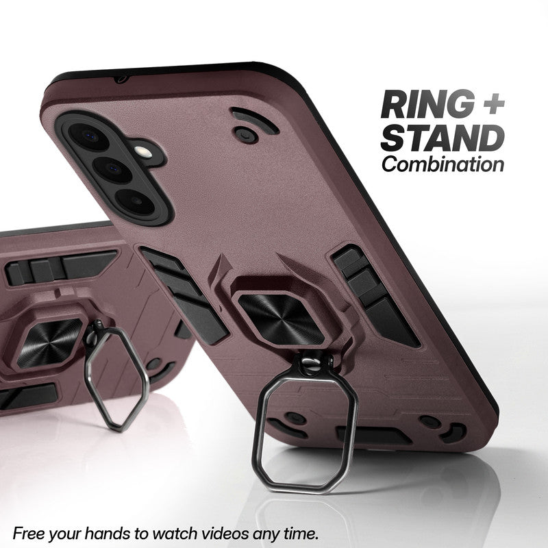 Samsung A27 5G case with foldable ring stand for hands-free viewing in kickstand position