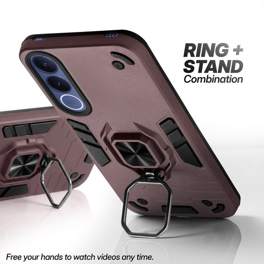 Dual Layer Shockproof Back Cover with 360° Rotatable Ring Grip & Impact Resistant Frame for Vivo V70 FE 5G