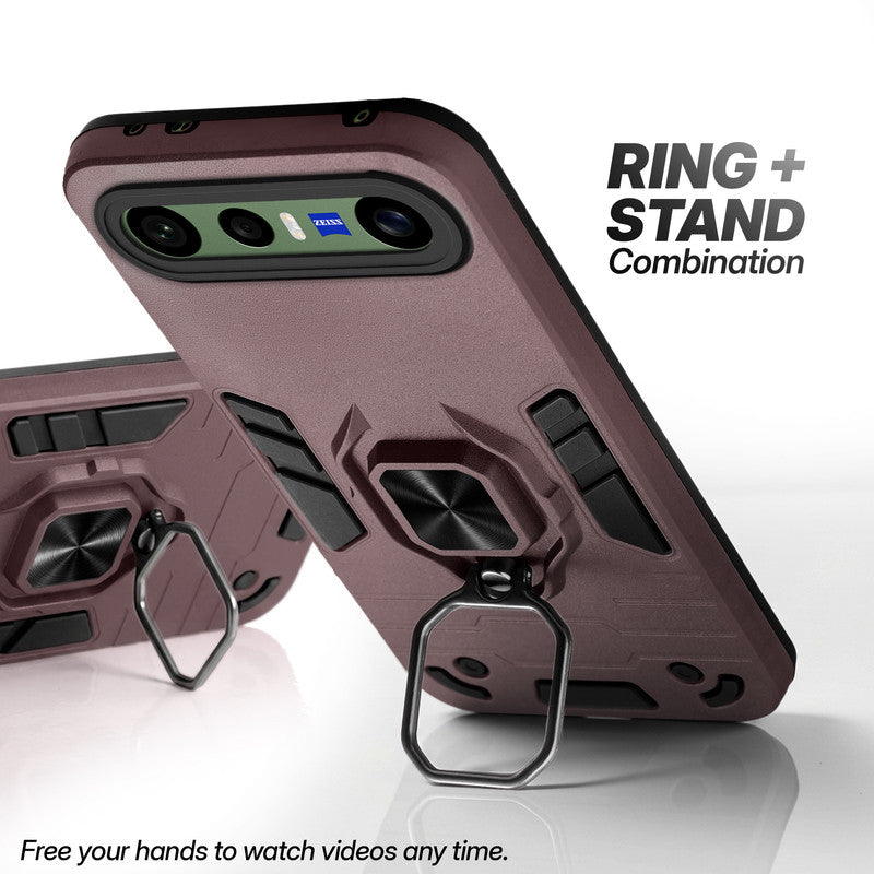 Vivo X300 FE 5G case with foldable ring stand for hands-free viewing in kickstand position