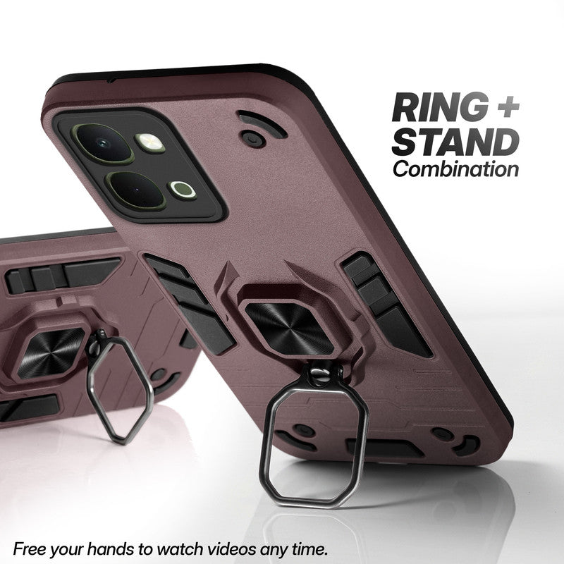 Vivo Y51 Pro 5G case with foldable ring stand for hands-free viewing in kickstand position