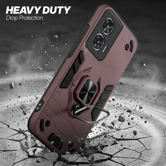 Dual Layer Shockproof Back Cover with 360° Rotatable Ring Grip & Impact Resistant Frame for Motorola Moto Edge 50 Fusion 5G