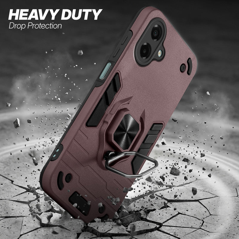 Samsung M17e 5G protective case illustrating impact drop protection with an impact-resistant frame.