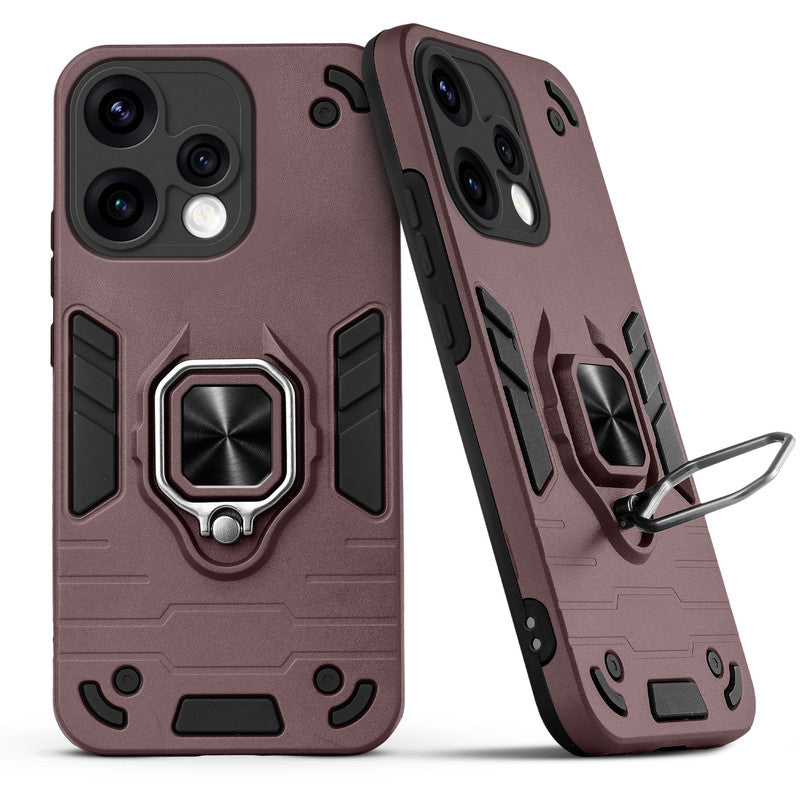 Back view of Oppo Reno 15 5G case highlighting the built-in rotating metal ring holder