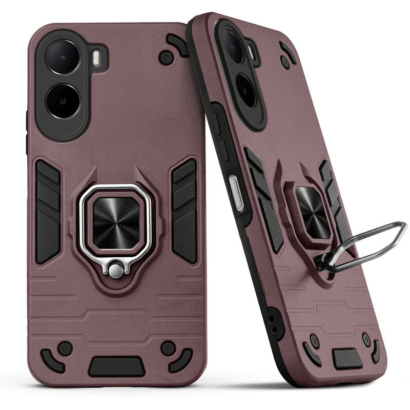 Back view of Poco C85x 5G case highlighting the built-in rotating metal ring holder