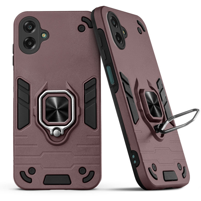 Back view of Samsung F07 case highlighting the built-in rotating metal ring holder