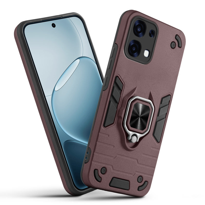 Front and back view of Oppo F31 5G fitted with a protective case and ring grip