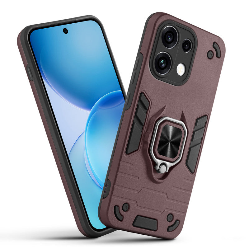 Front and back view of Oppo Reno 16C 5G fitted with a protective case and ring grip