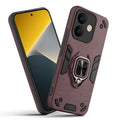 Front and back view of POCO X8 5G fitted with a protective case and ring grip