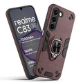 Front and back view of Realme C83 5G fitted with a protective case and ring grip
